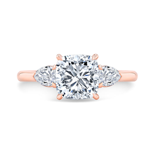 Three Stone Ring with Pear Shape Side Diamonds IP1549