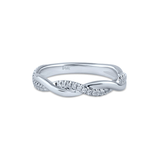 Braided Half Diamond, Half Plain Wedding Band IP5163