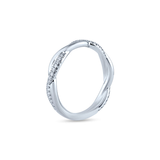 Braided Half Diamond, Half Plain Wedding Band IP5163