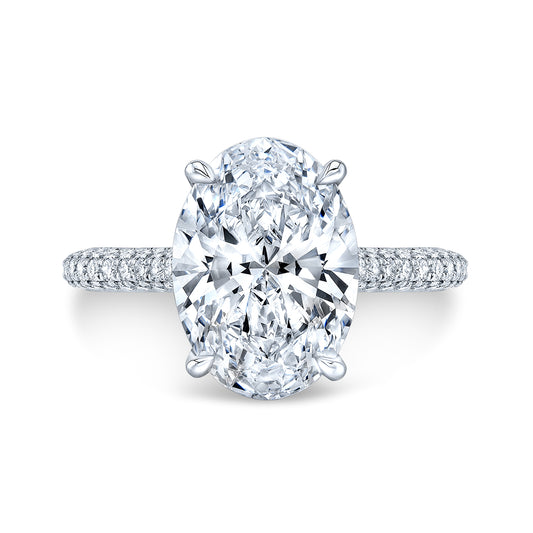 Three Sided Set Pave Engagement Ring IP1408