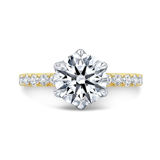 Pave Diamond Solitaire with Petal Prongs (18KY/Plat) IP1271