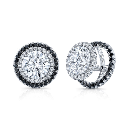 black diamond earring jackets w halo studs IP8078