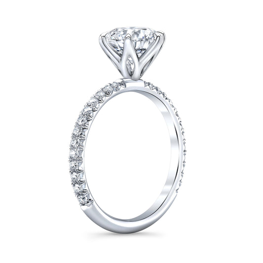 Pave Diamond Solitaire with Six Petal Head IP1271A