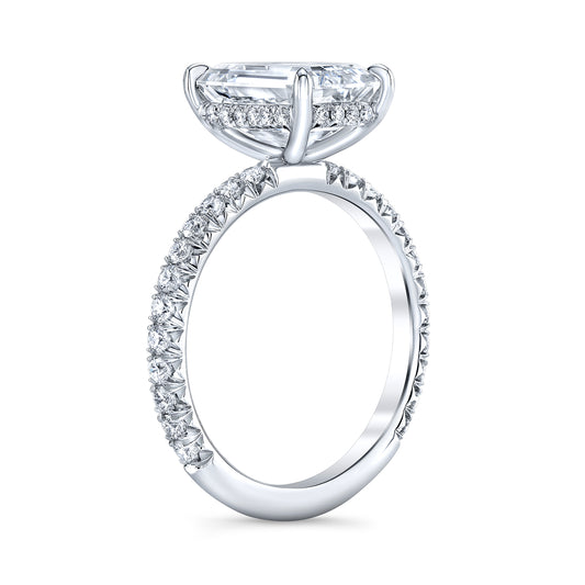 French Pave with no Shoulder, Hidden Halo Ring IP1083EC