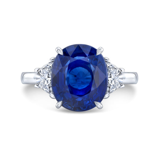 nigerian blue sapphire 3 stone ring with traps converted into halfmoons IP1550