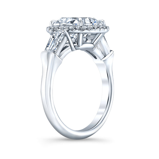 Three Stone Ring with Halo and Taper Baguettes IP1633