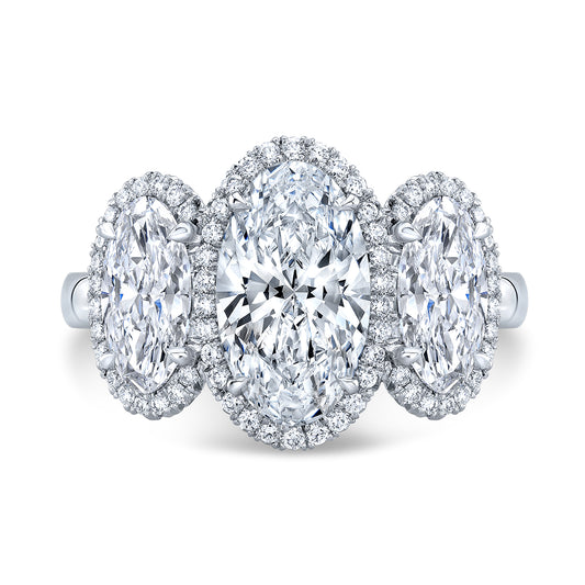 Three Halo, Three Stone Engagement/Anniversary Ring  IP1622