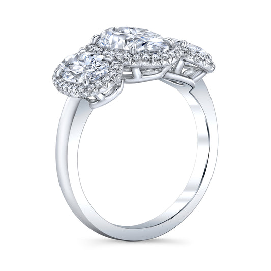 Three Halo, Three Stone Engagement/Anniversary Ring  IP1622