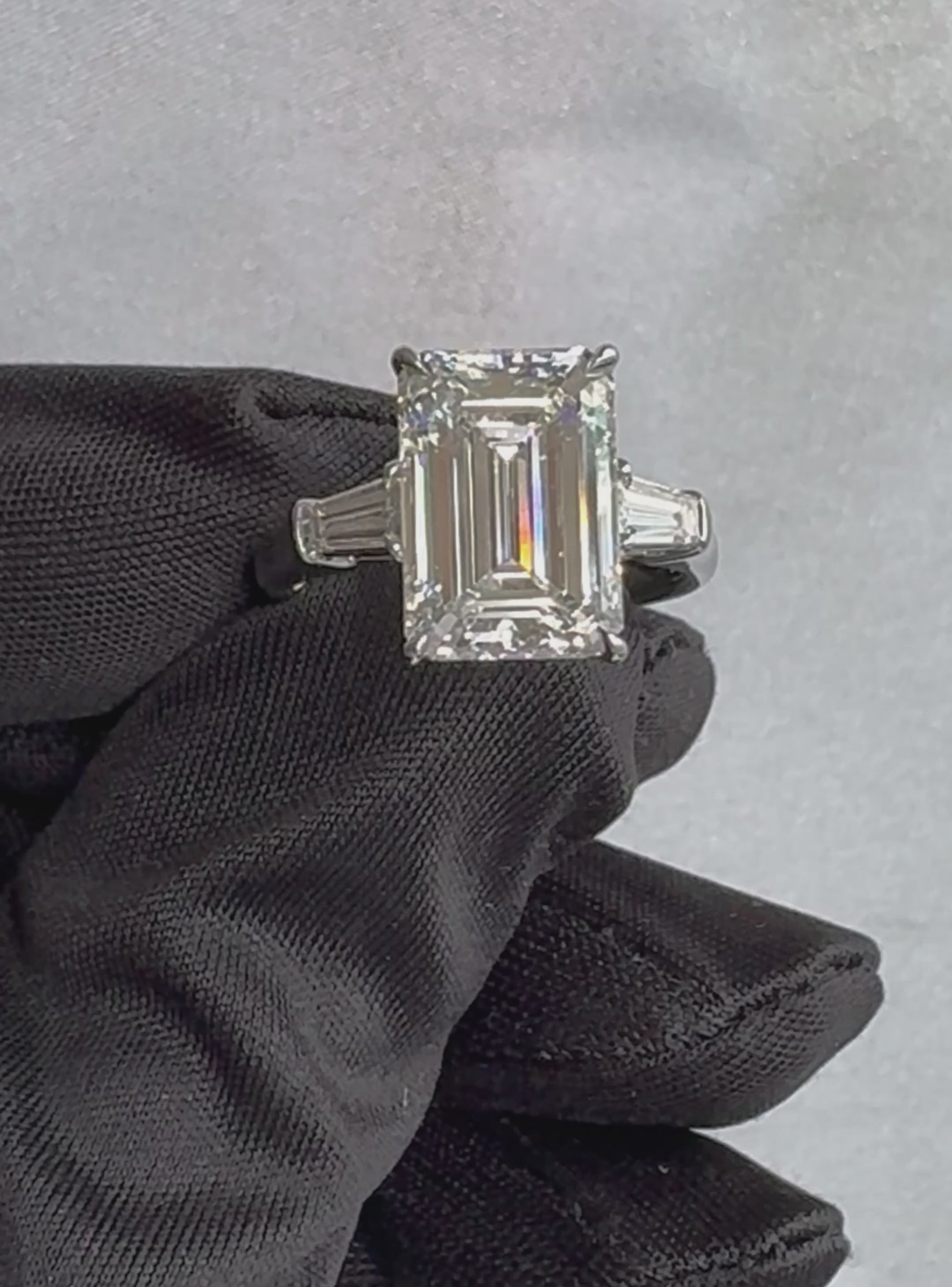 Three Stone Ring With Taper Baguettes IP1365A