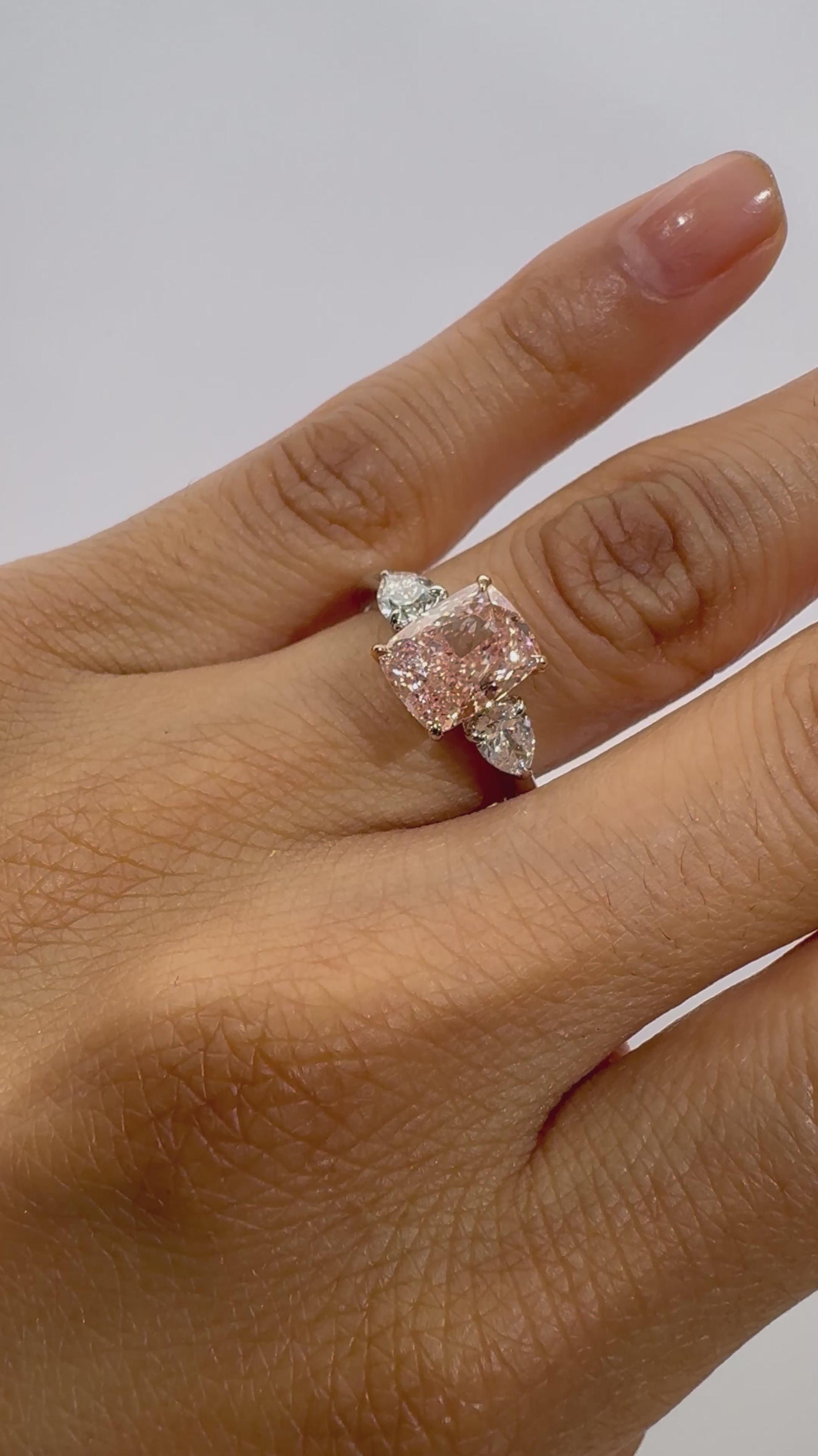 Three Stone Ring with Pear Shape Side Diamonds IP1549