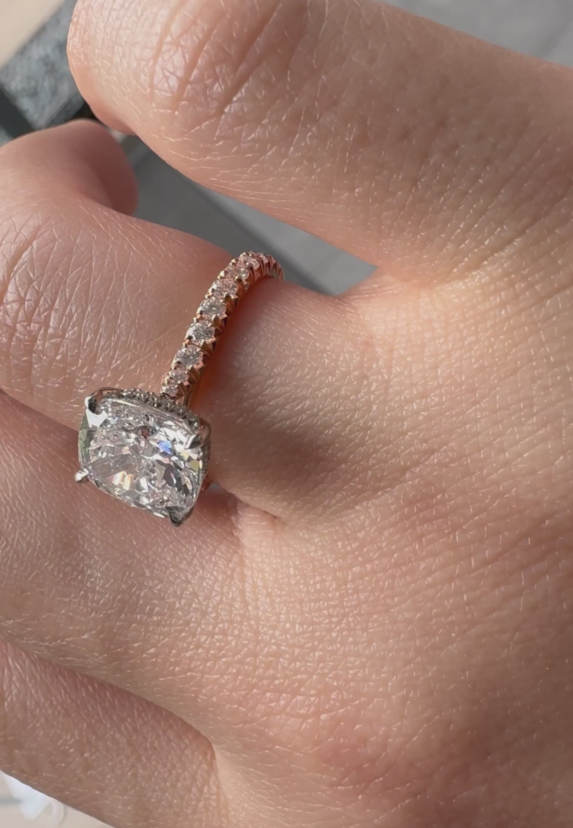 French Pave with a Shoulder, Hidden Halo Ring IP1647OV